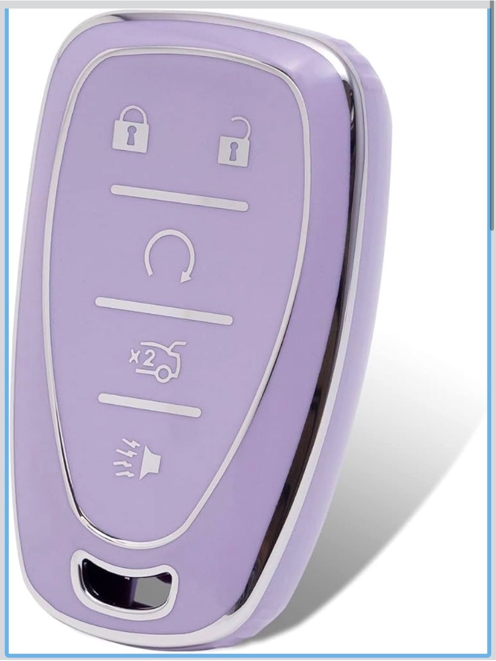 OFFCURVE Chevy 5-Button Smart Key Fob Cover Purple Silver New